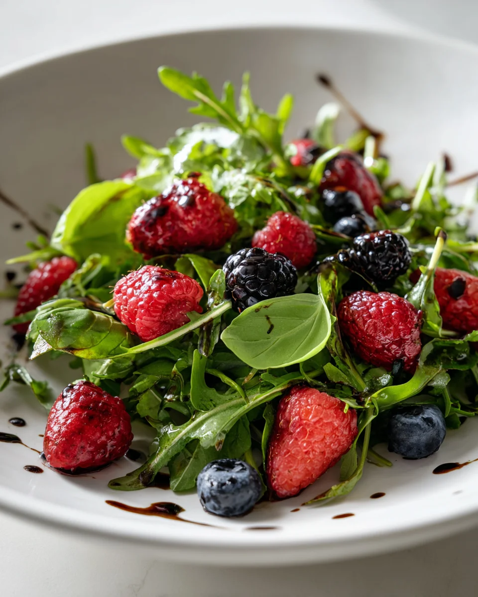 Sommerlicher Rucola Salat mit Erdnon-alcoholic beeren & Balsamico