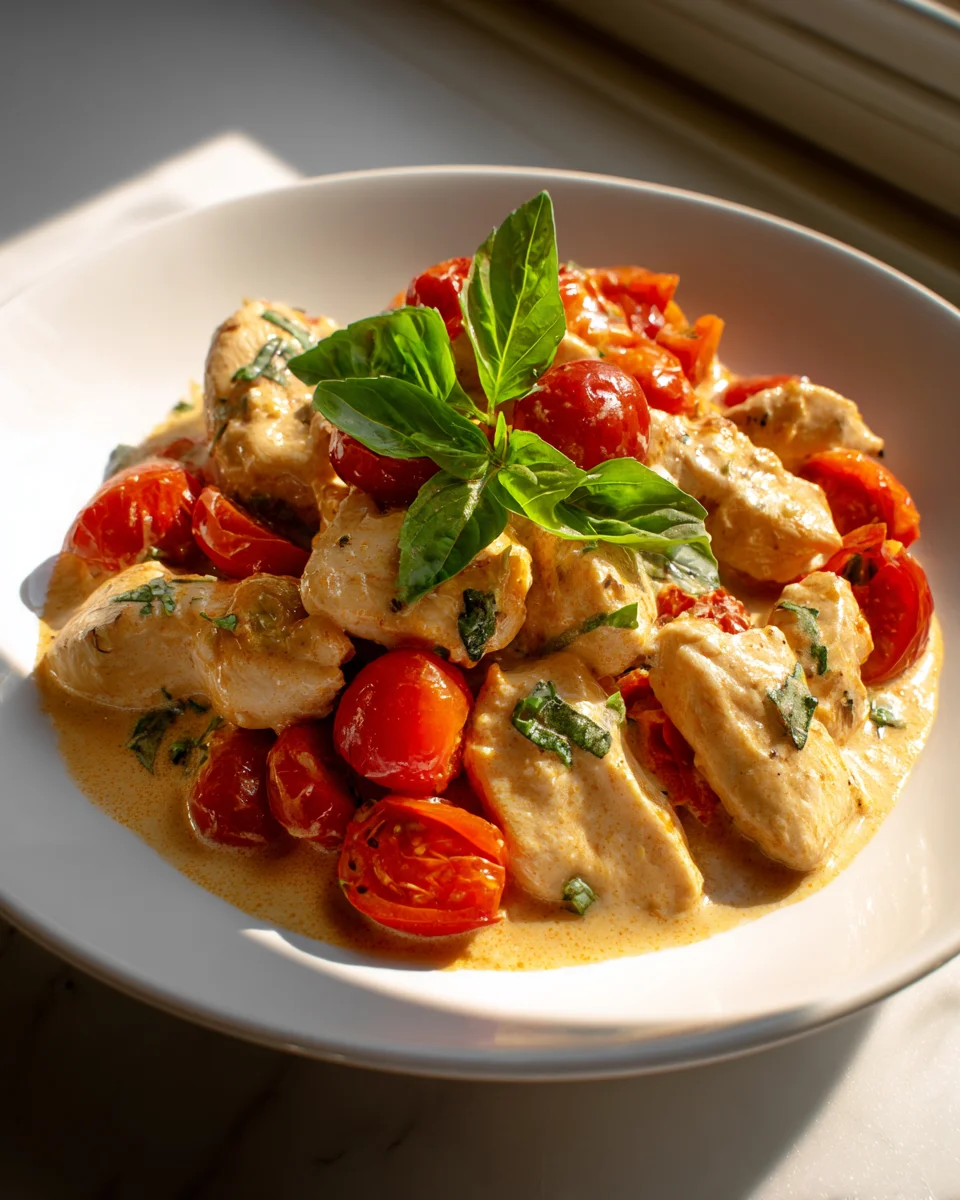 Cremiges Hähnchen mit Tomaten & Basilikum – Schnell & Lecker!