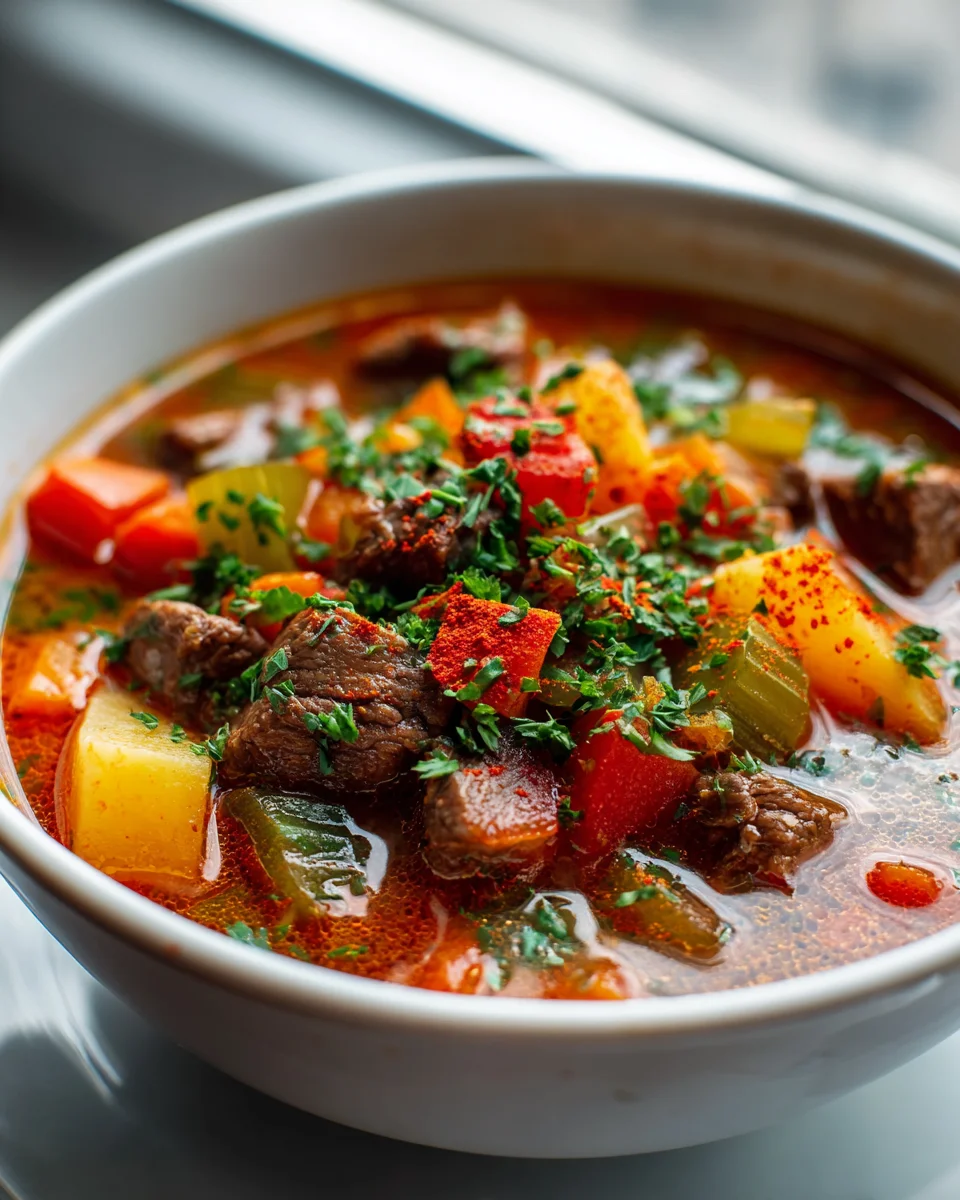 Authentische deutsche Rinder-Gulaschsuppe - unwiderstehlich!