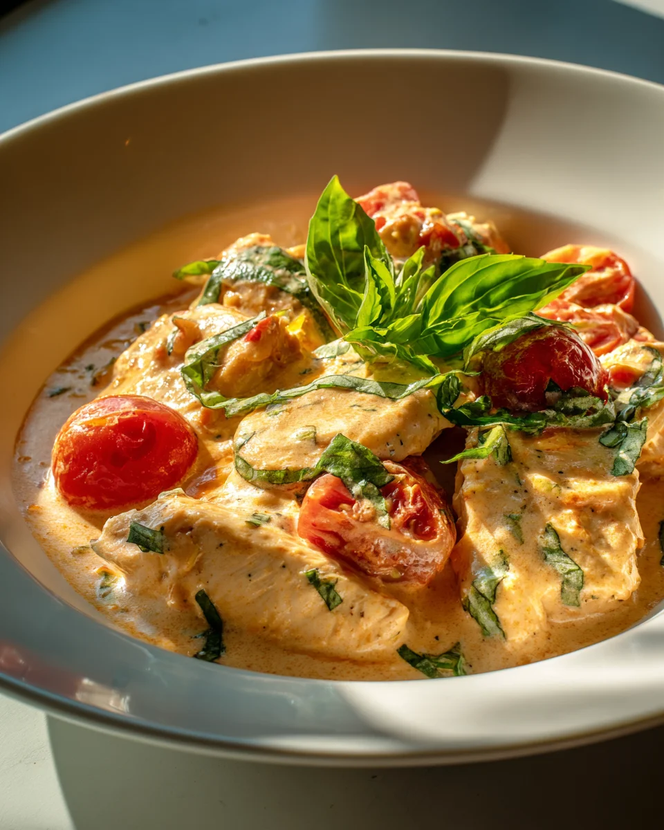 Cremiges Hähnchen mit Tomaten & Basilikum – Schnell & Lecker!