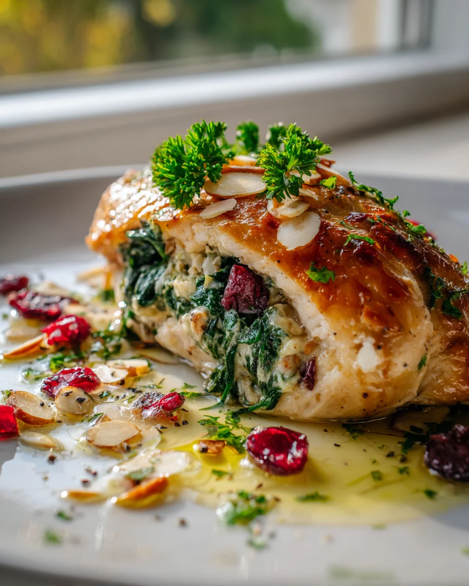 Saftige Hähnchenbrust mit Spinat-Cranberry-Füllung im Ofen