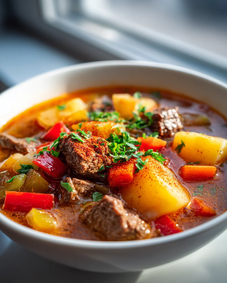 Authentische deutsche Rinder-Gulaschsuppe - unwiderstehlich!