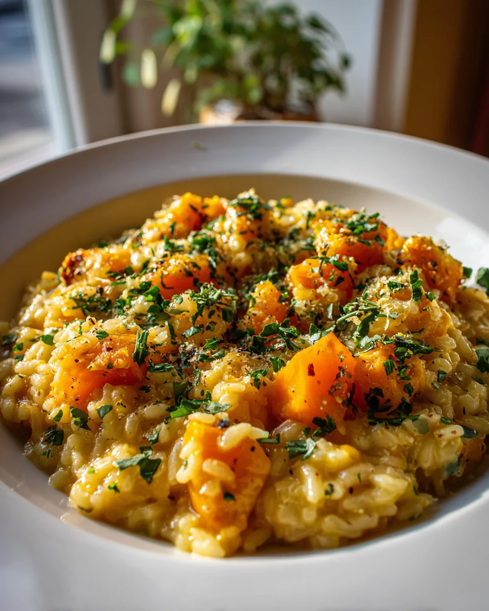 Kürbisrisotto mit Hokkaido und frischen Kräutern genießen