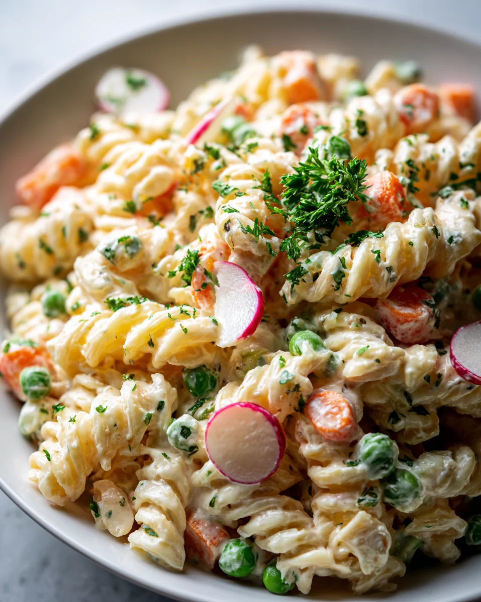 Cremiger Nudelsalat mit Erbsen und Möhren – Ein Genuss!