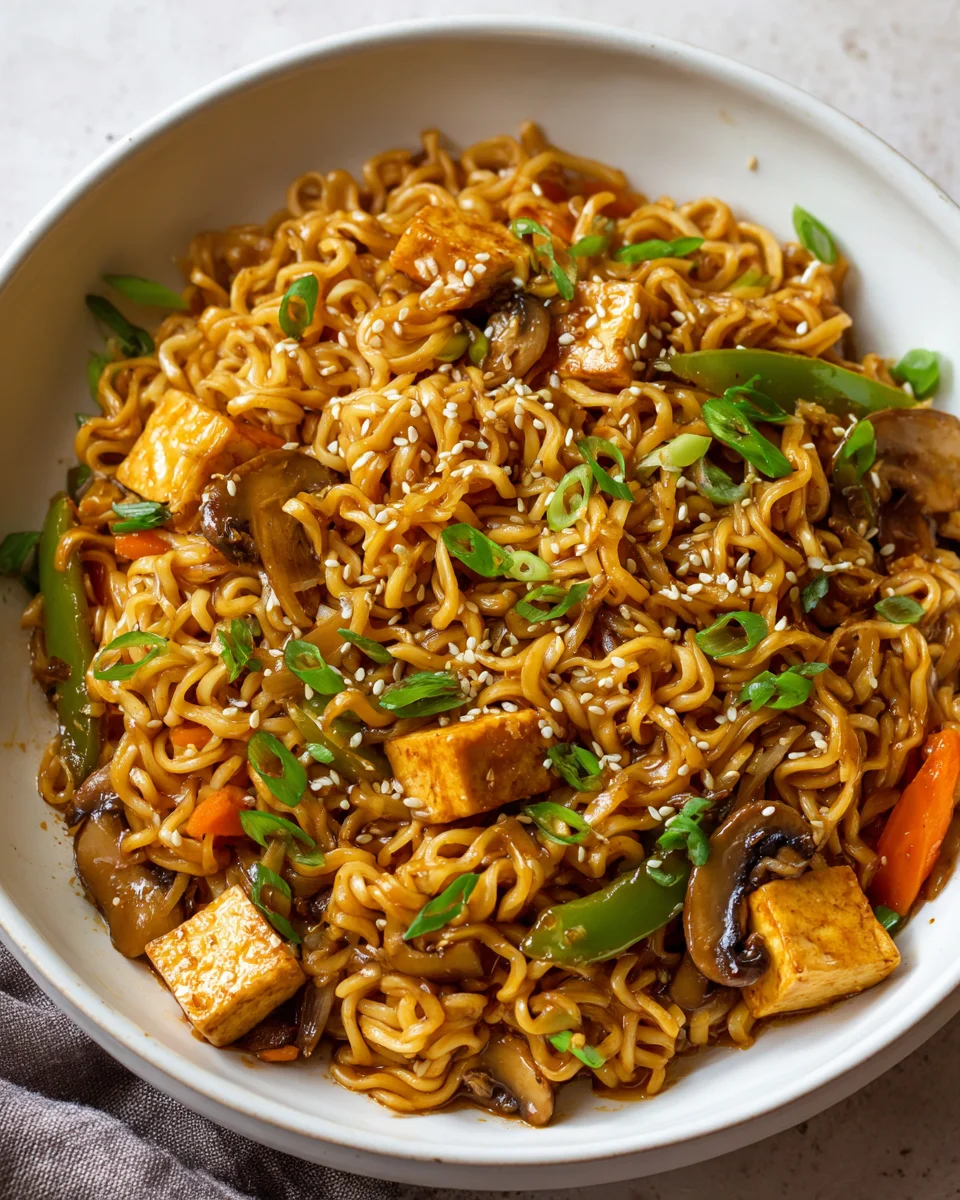 Einfache vegane Ramen-Nudeln mit köstlicher Sauce Rezept