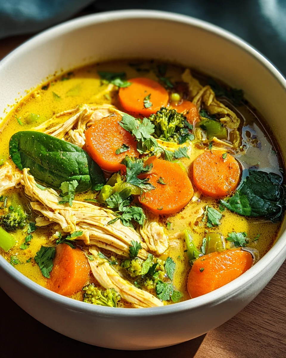 Entzündungshemmende Kurkuma Hühnersuppe für Wohlbefinden
