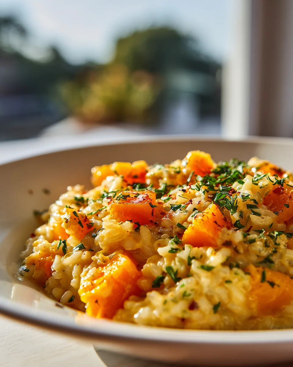 Kürbisrisotto mit Hokkaido und frischen Kräutern genießen