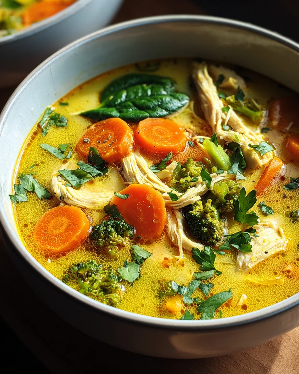Entzündungshemmende Kurkuma Hühnersuppe für Wohlbefinden