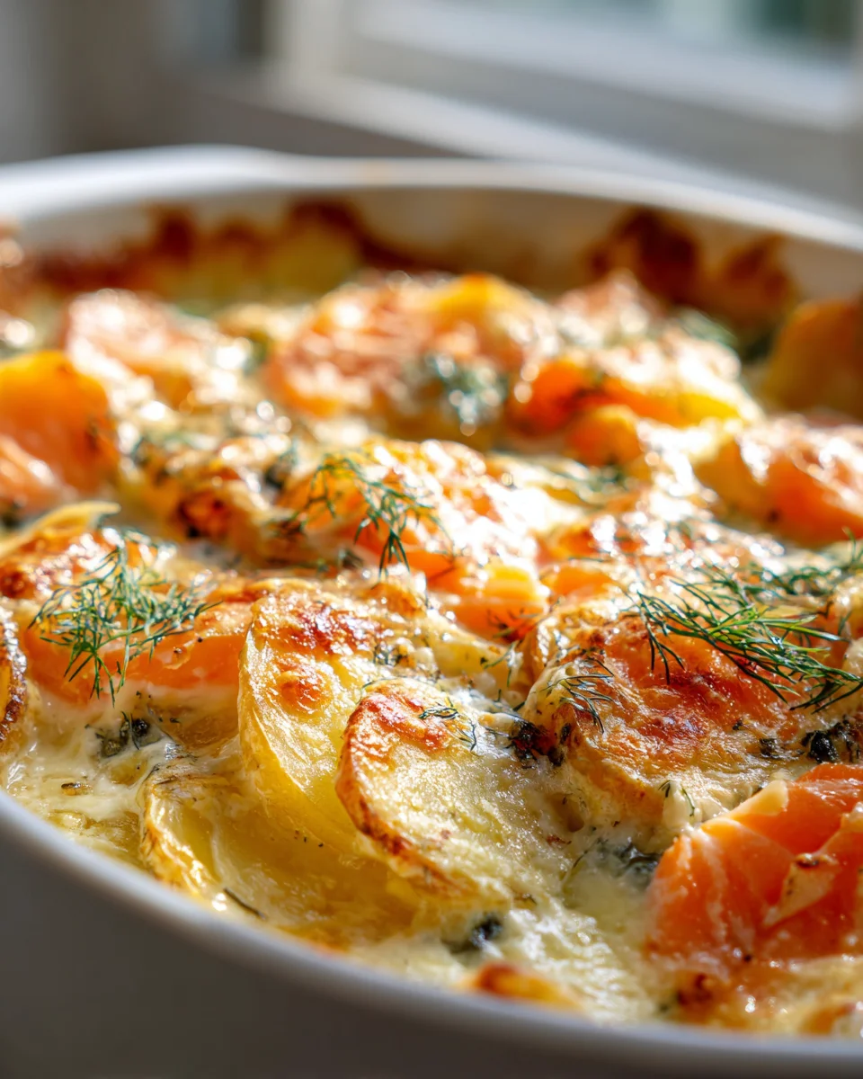 Unwiderstehlicher Cremiger Lachs-Kartoffel-Auflauf mit Käse