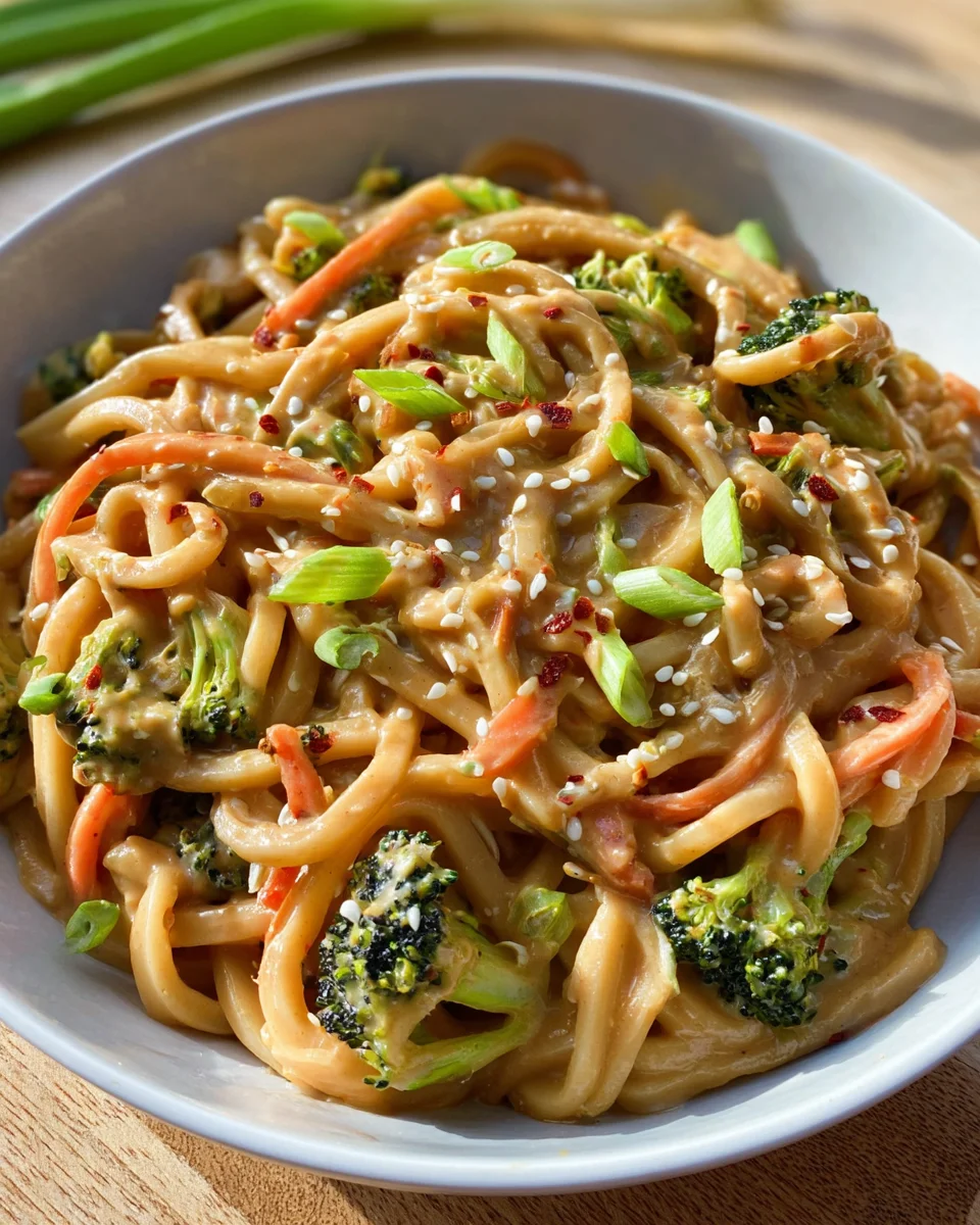 Udon Nudeln mit Erdnusssauce & Gemüse – Schnell & lecker!