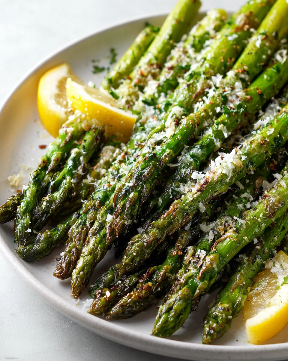 Ofengerösteter Grüner Spargel mit Parmesan und Zitrone