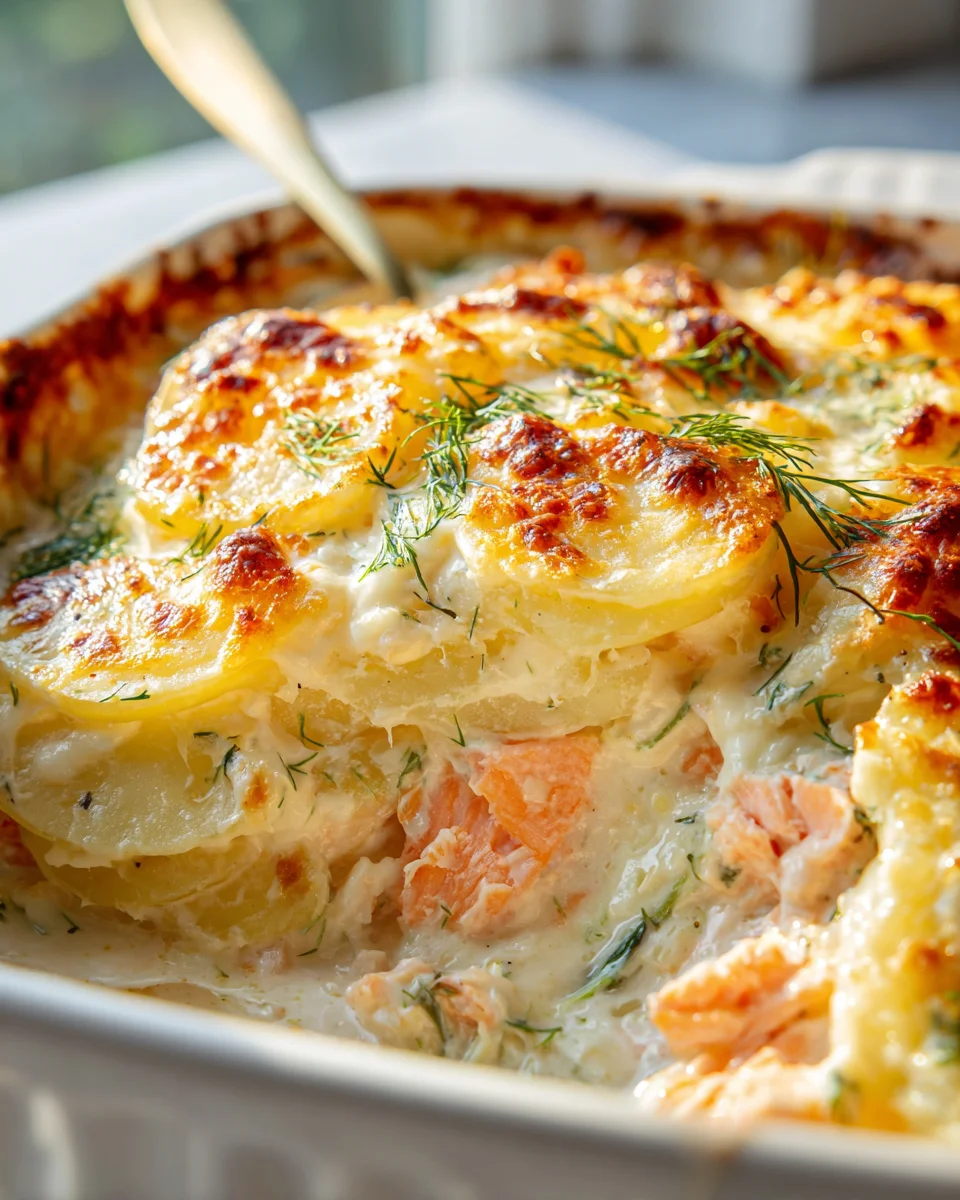 Unwiderstehlicher Cremiger Lachs-Kartoffel-Auflauf mit Käse