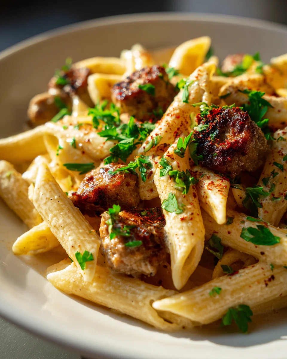 Cremige Cajun Rinderwurst Pasta mit Penne – Extra Aromatisch