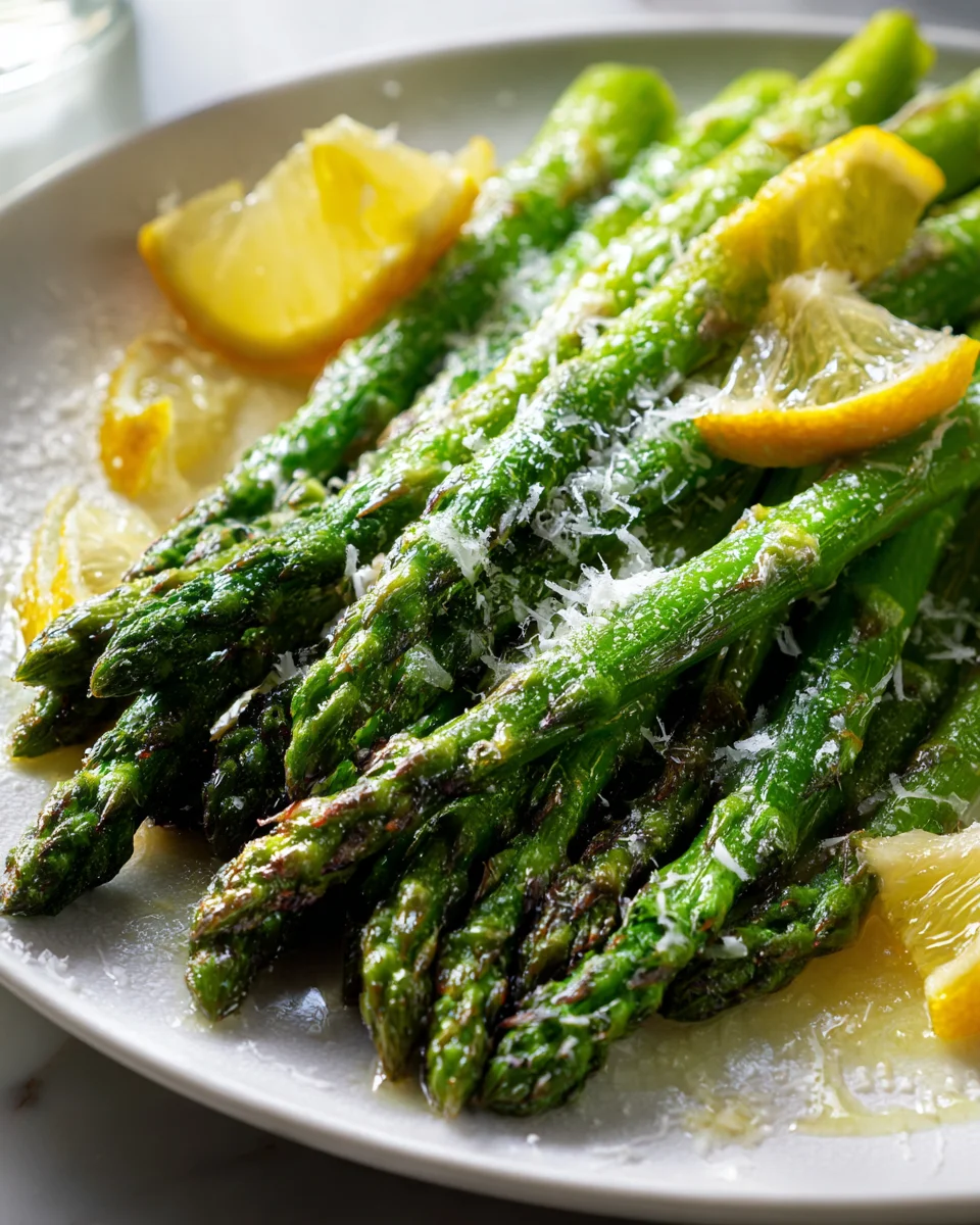 Ofengerösteter Grüner Spargel mit Parmesan und Zitrone