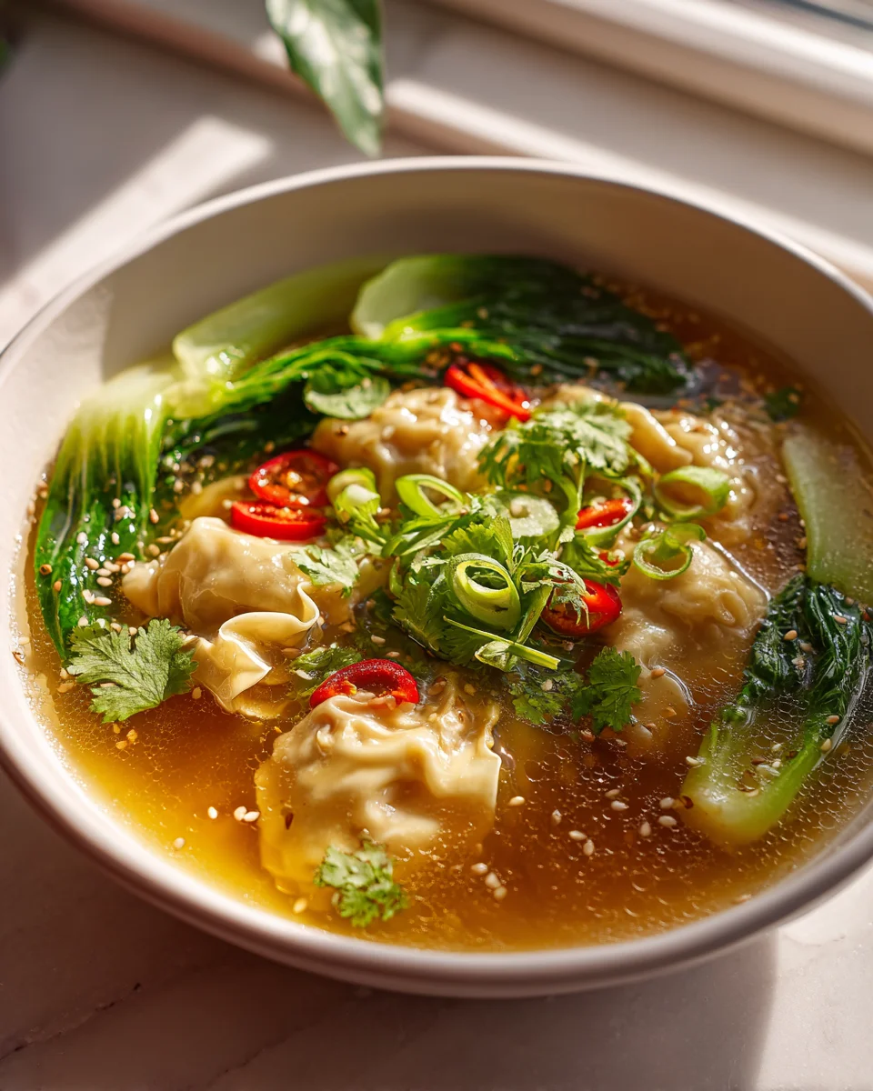 Hähnchen Ingwer Wonton Suppe: Herzhaft & Lecker mit Pak Choi!