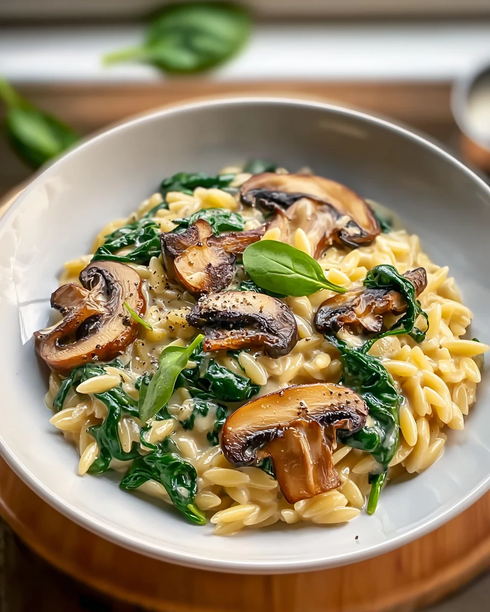 Cremiges Orzo Gericht mit Pilzen & Spinat: Dein Favorit!