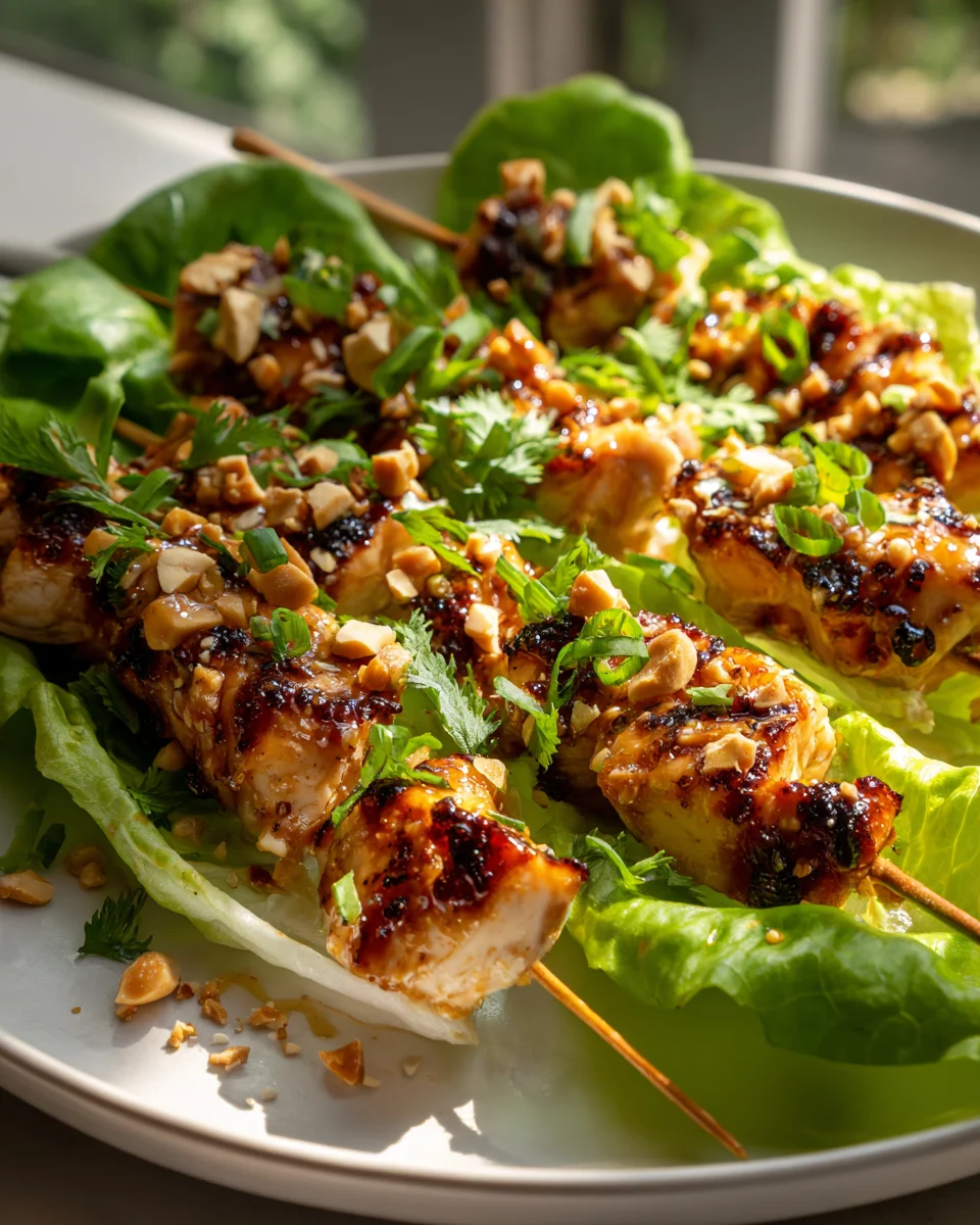 Rezept: Bang Bang Hähnchen Salatwickel-Spieße – Dein Genuss!