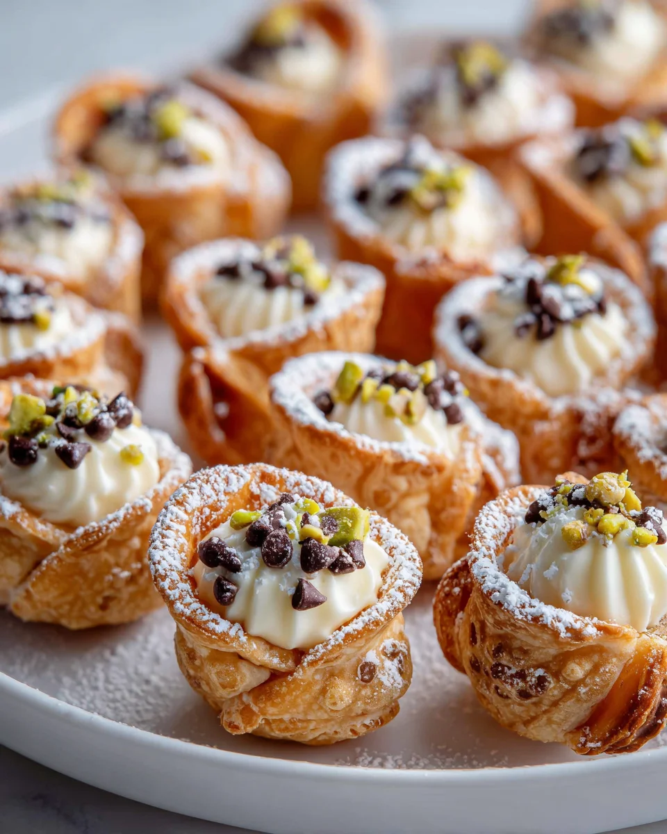 Leckere Cannoli Bites in Mini-Teigschalen für Partys