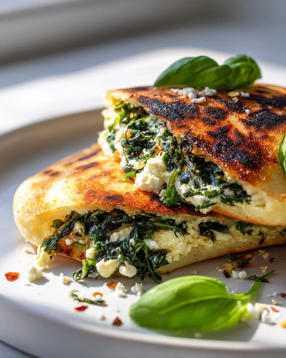 Spinat-Feta gefüllte gegrillte Pita – Lecker und gesund!