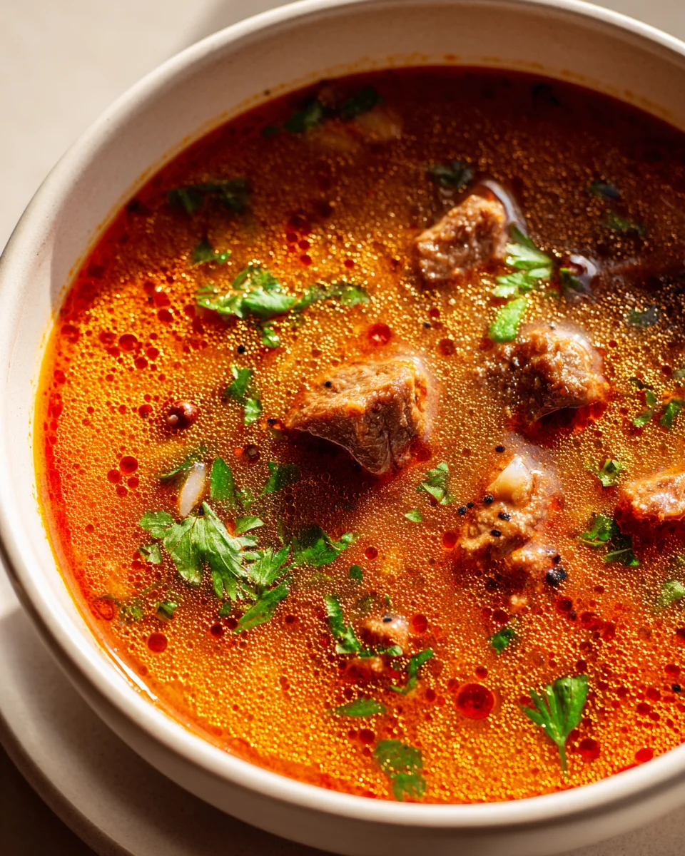 Herzhafte serbische Reisfleischsuppe mit Paprikagenuss