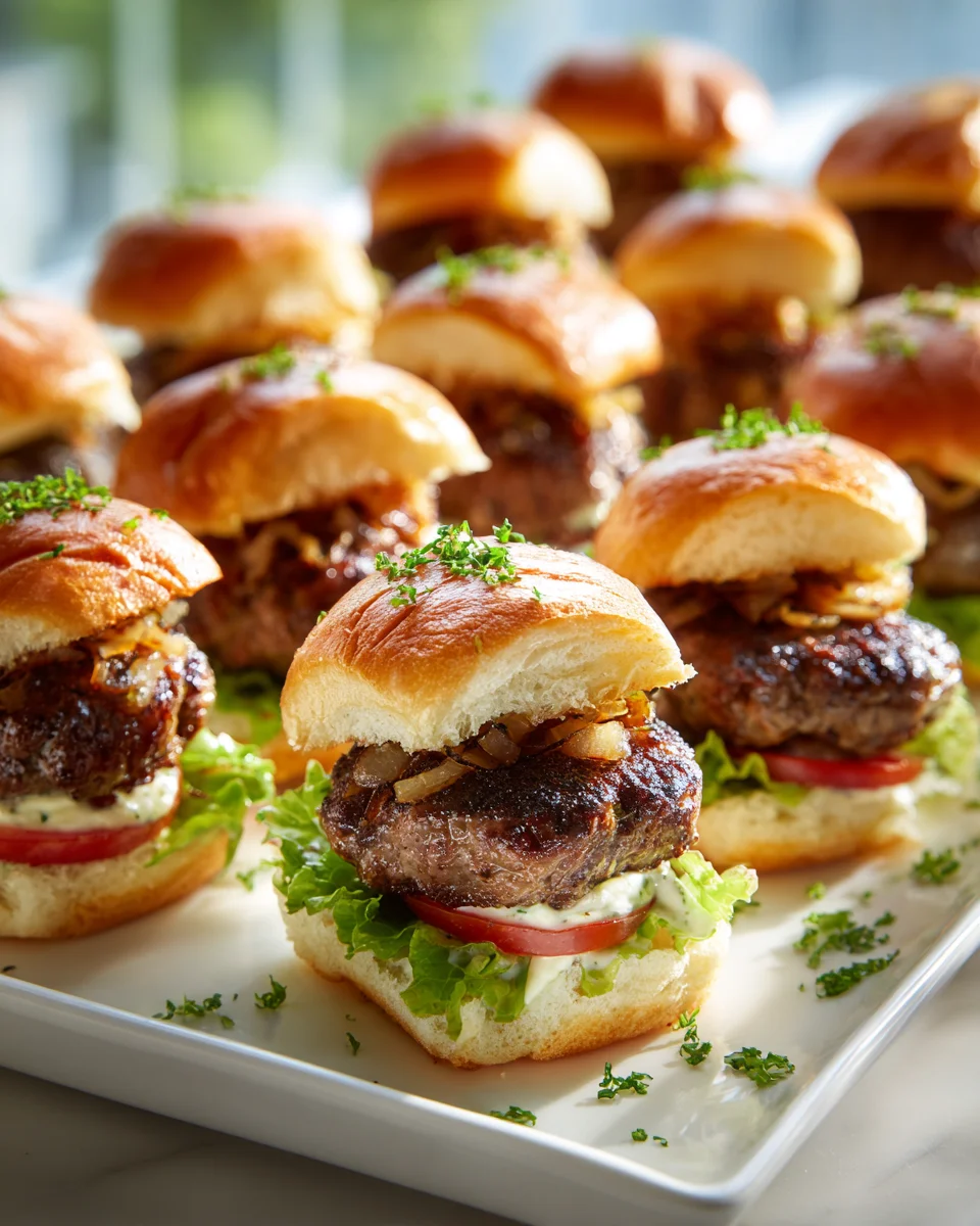 Party Ready Mini Oklahoma Onion Smashburgers für deine Feier!