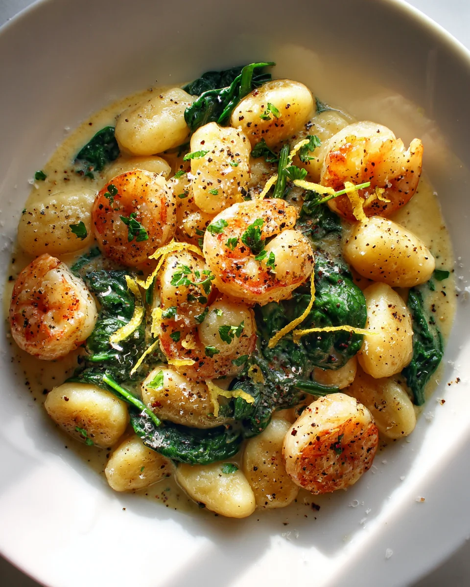 Limonen-Knoblauch-Garnelen-Gnocchi mit Spinat – Köstliches Rezept!