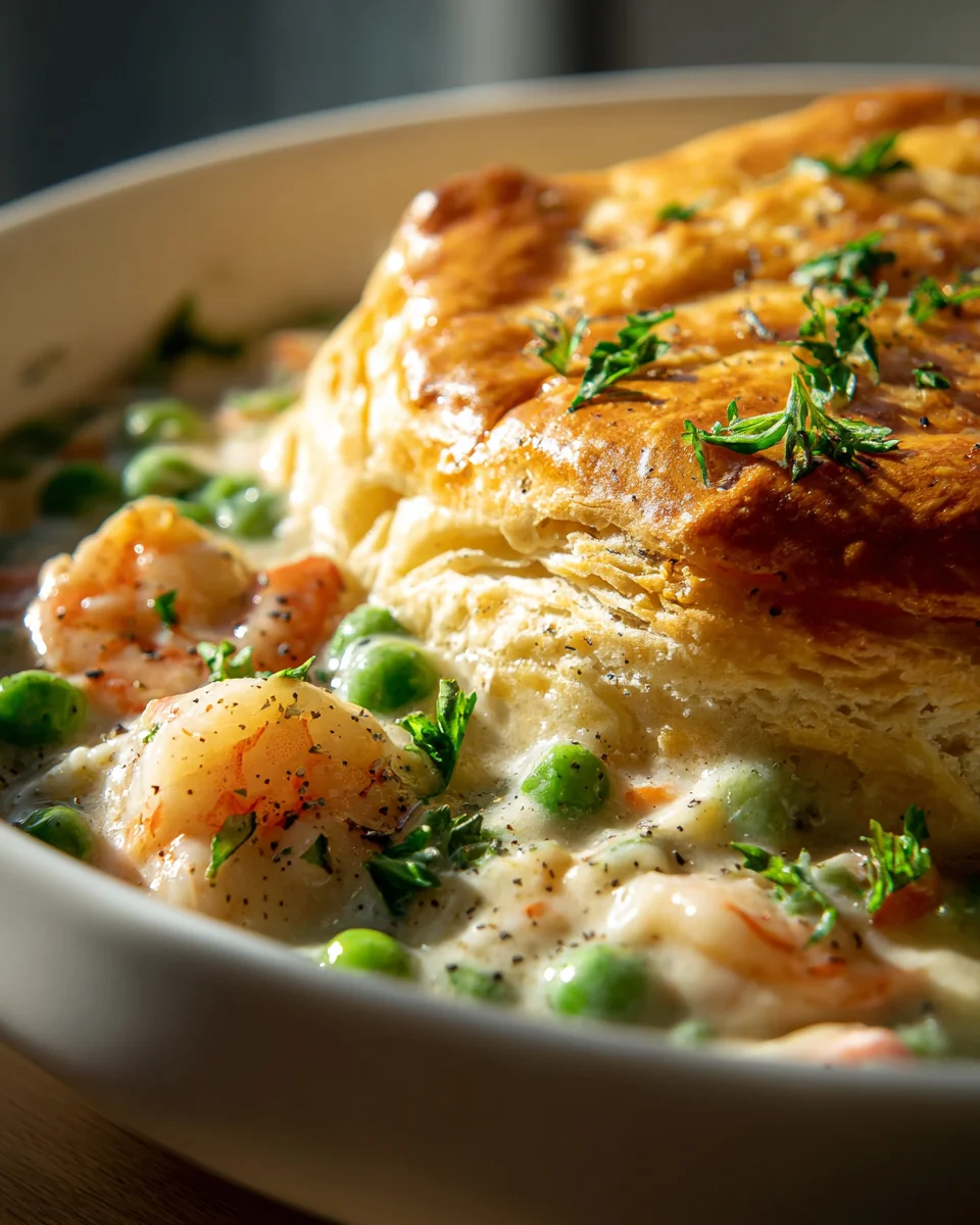 Slow Cooker Cheddar Bay Biscuit Seafood Pot Pie Rezept