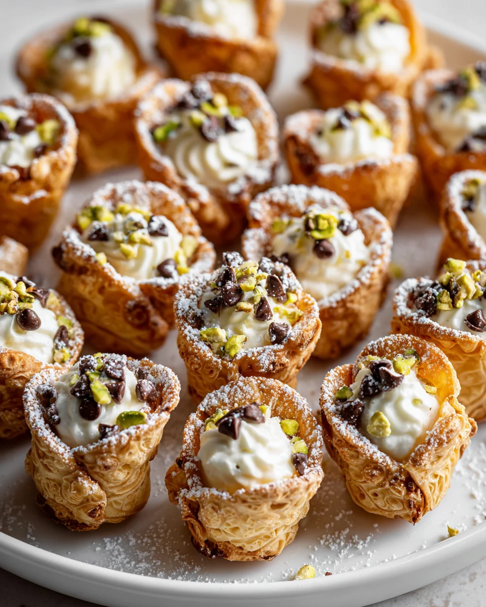 Leckere Cannoli Bites in Mini-Teigschalen für Partys