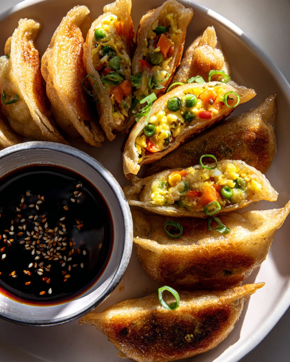 Gemüse-Ei-Reis-Dumplings mit Dip-Sauce