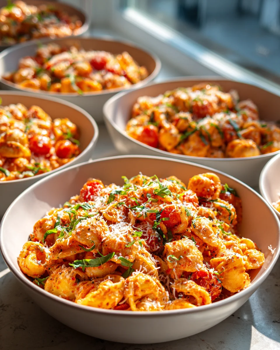 Party Ready Mini Cremige Tomaten Knoblauch Pasta Schalen Rezept