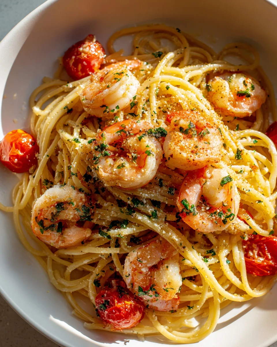 One Pan Marry Me Garnelen Pasta mit Knoblauchbutter Rezept