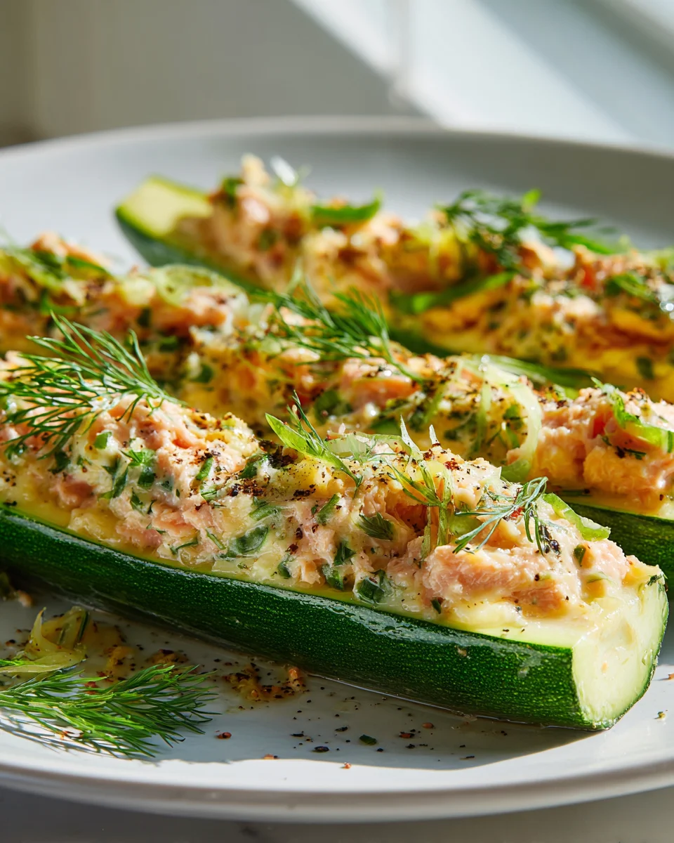 Zucchini-Boote mit Lachs-Zitronen-Creme