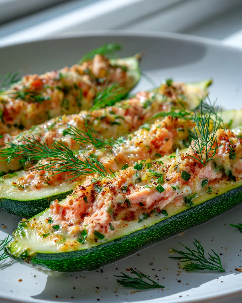 Zucchini-Boote mit Lachs-Zitronen-Creme
