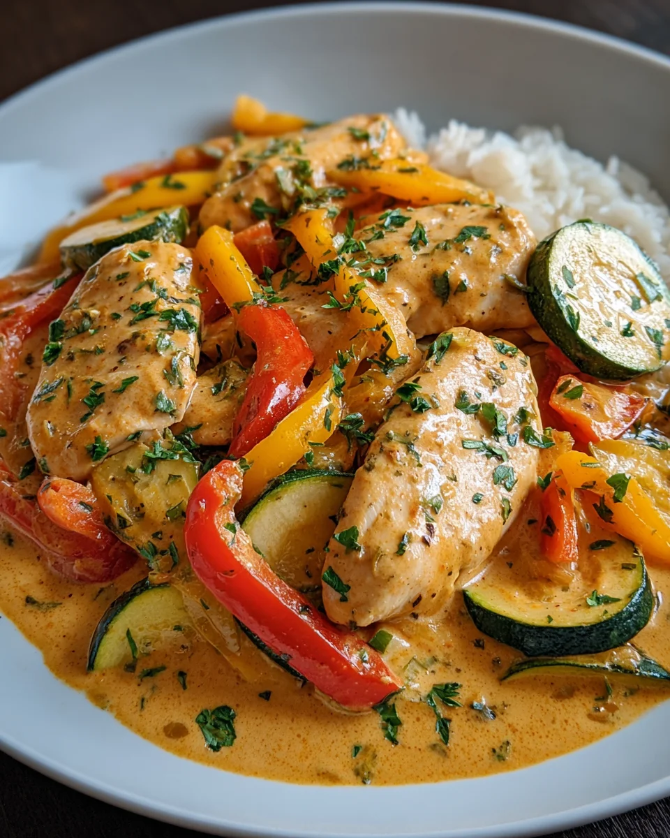 Sahne-Hähnchen mit Paprika und Zucchini – Genuss pur!