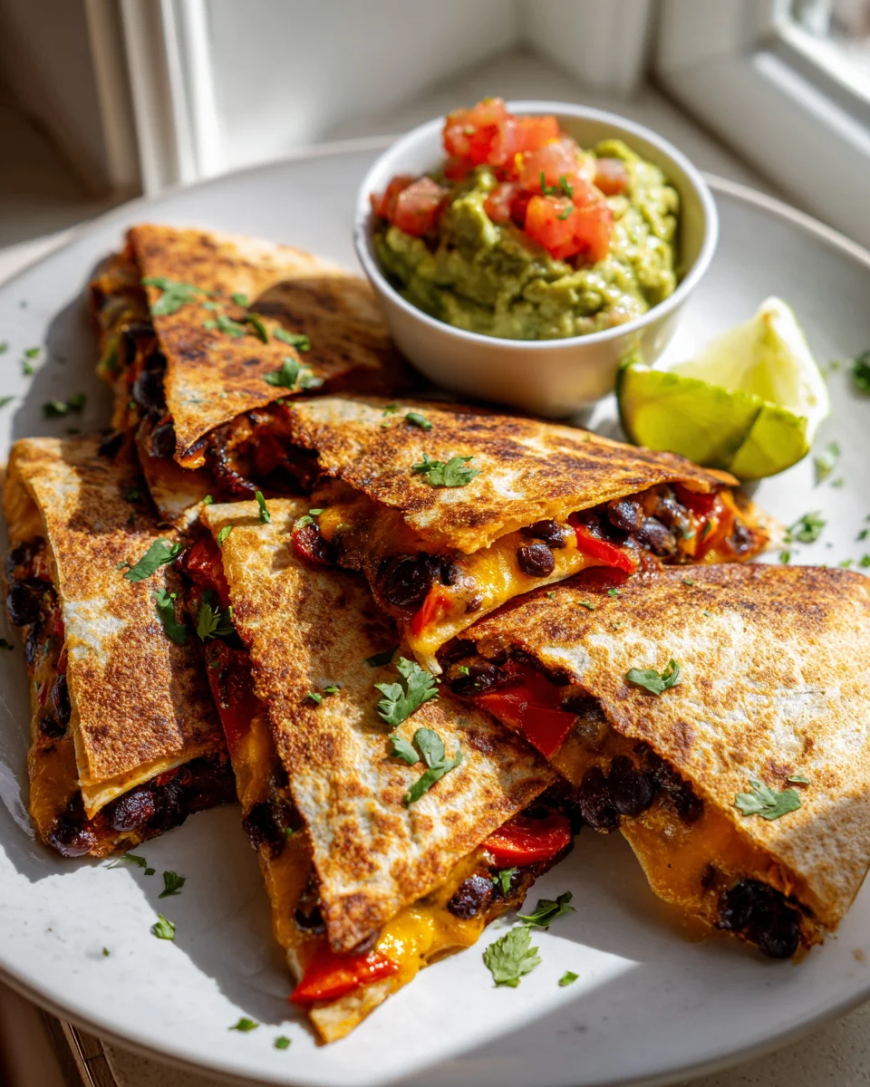 Vegan Quesadilla-Dreiecke aus der Air Fryer mit Guacamole