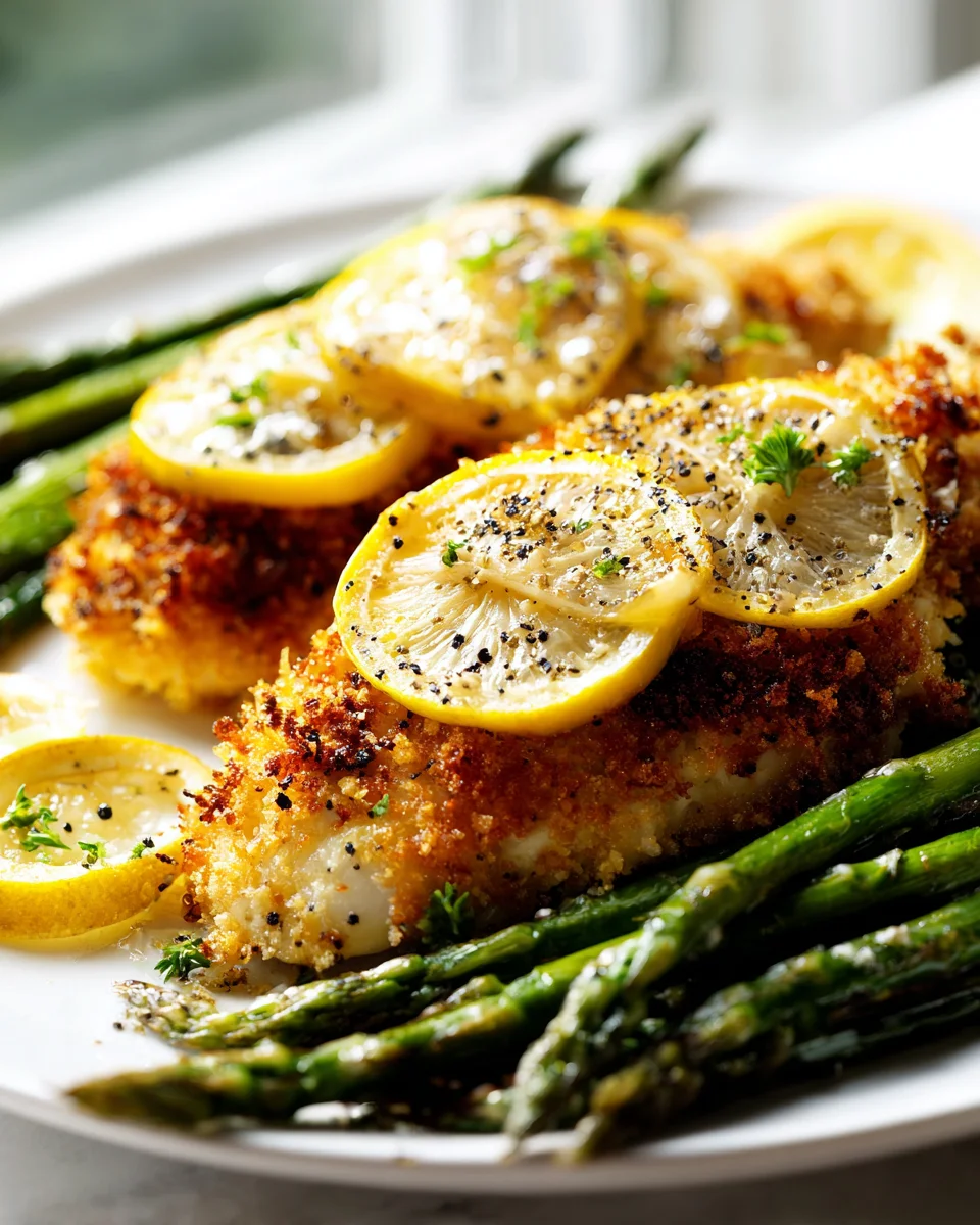 Blattpfanne Zitrus-Hühnchen Romano mit geröstetem Spargel