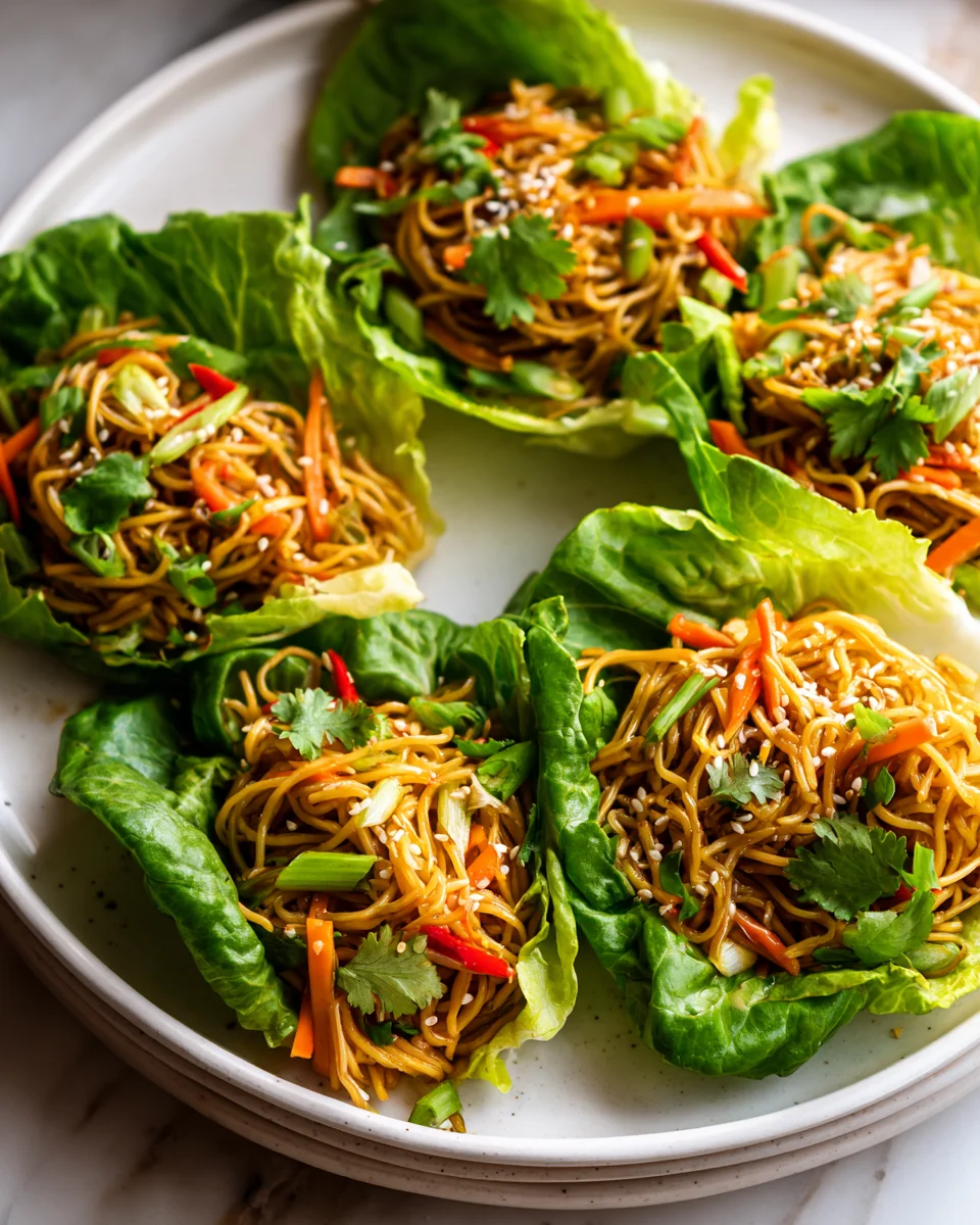 Asiatische Nudel-Wraps mit Knoblauch-Sojasauce