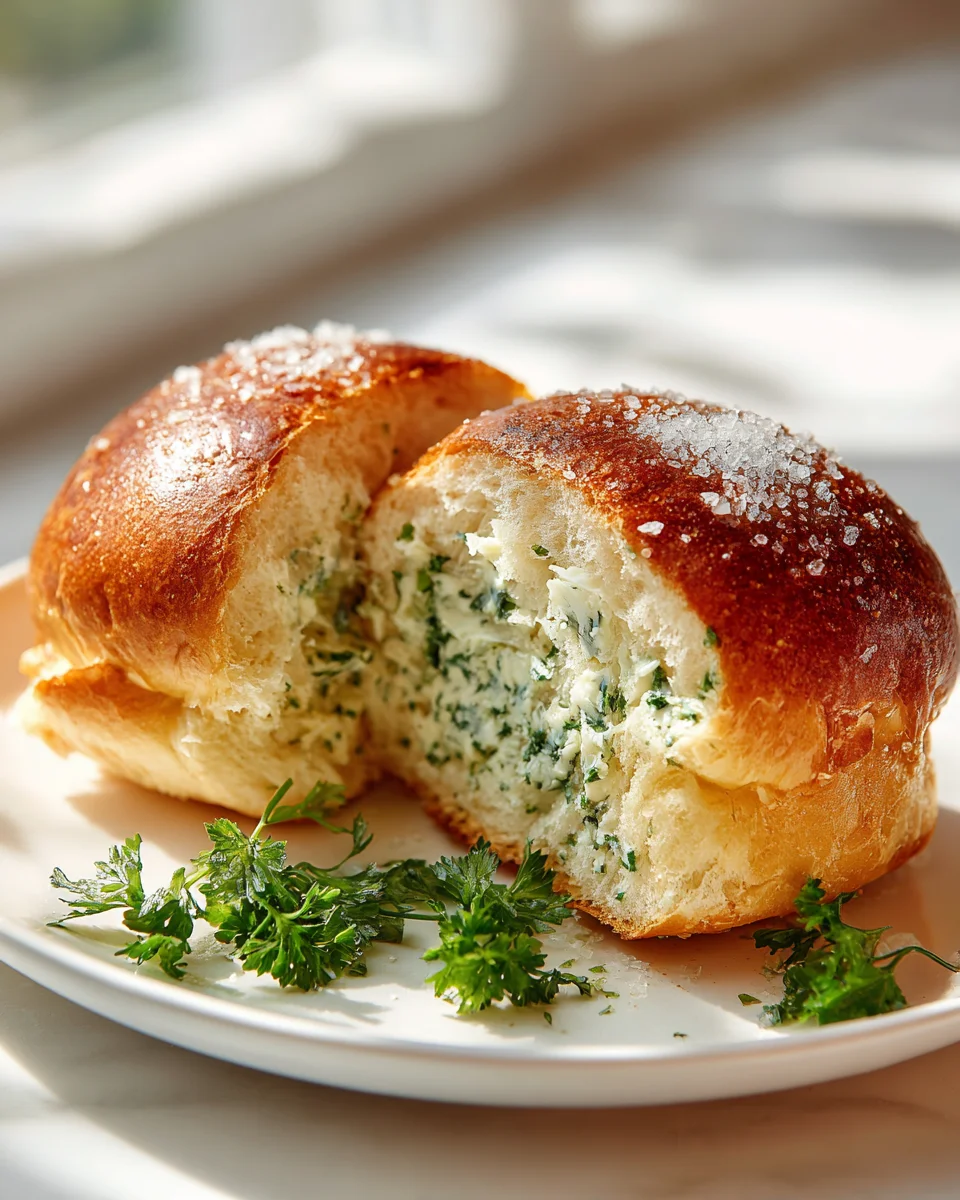 Knusprige Brioche-Burger-Brötchen mit Kräuterbutter