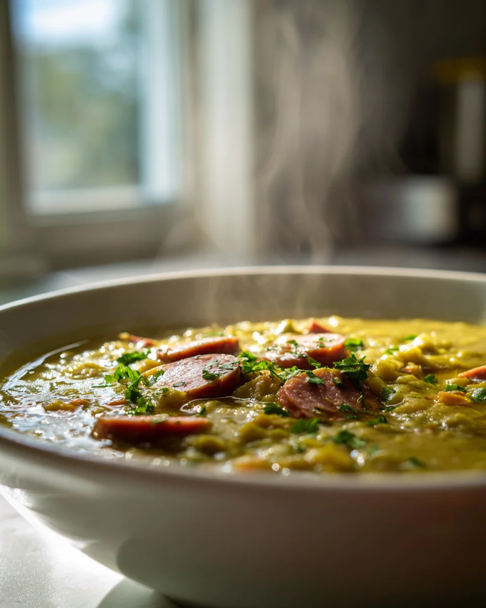Deutsche Erbsensuppe mit Rinderwurst – Herzhaftes Rezept!
