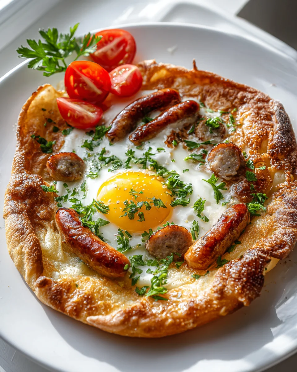 Lángos Frühstückszauber mit Eiern und Wurst