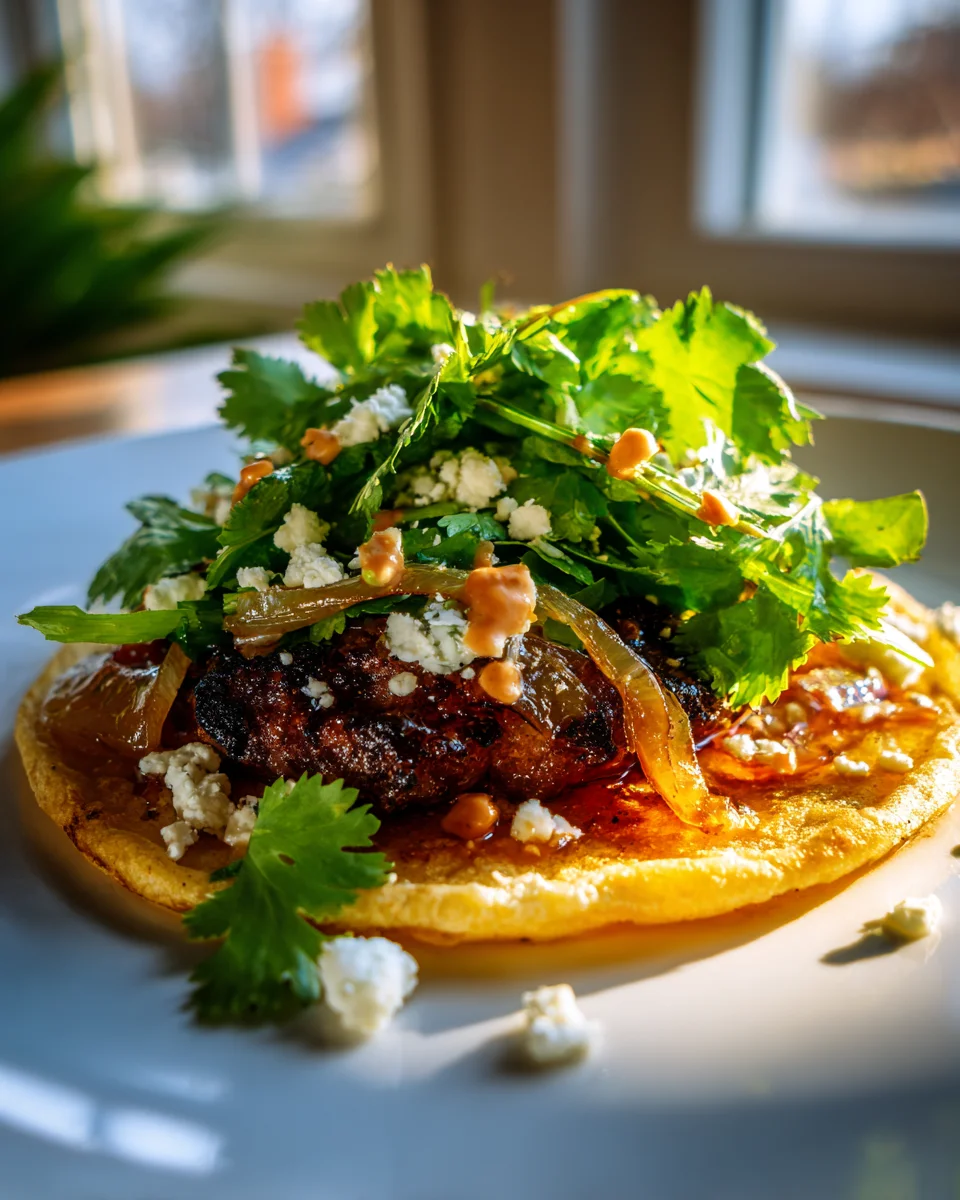 Karamellisierte Zwiebel Smash Burger Tacos – Ein Genuss!